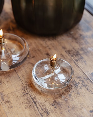 Bougie / Lampe à Huile galet en verre - La Maison Pernoise